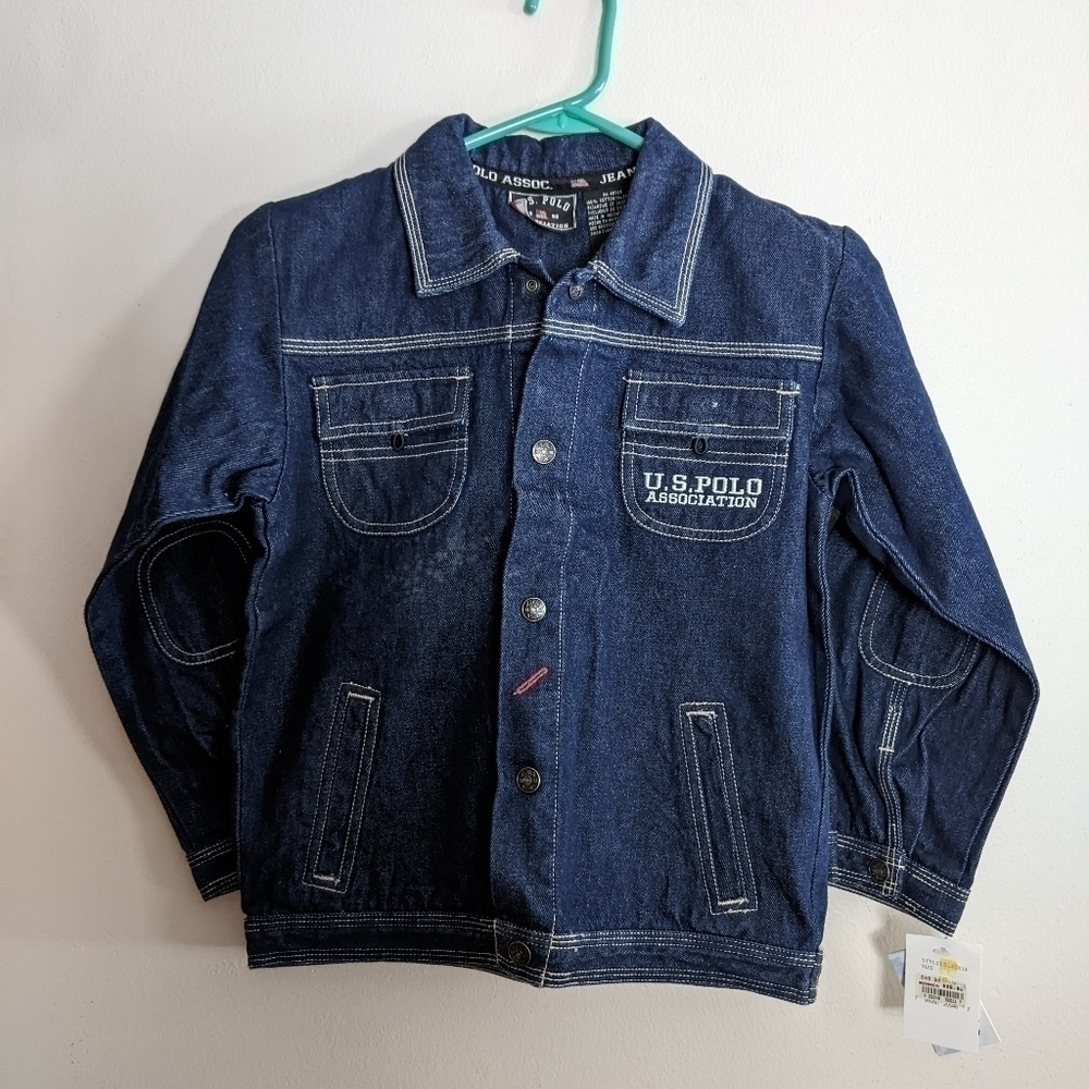 Nwt U.S. Polo Association Childs Jean Jacket Size 7 American Flag